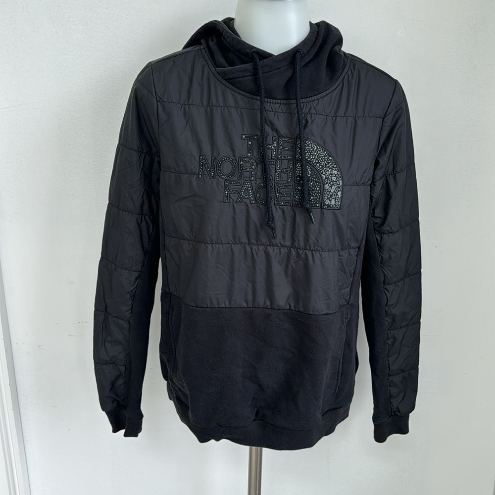 The North Face Sweatshirt Primaloft Women's Small Puffer Hybrid Hoodie Black